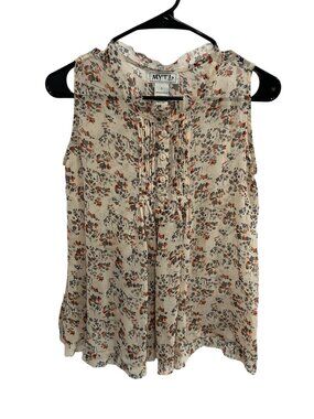Myth NYC Small Multicolor Floral Sleeveless Ruffle Blouse Cottagecore Soft Girl